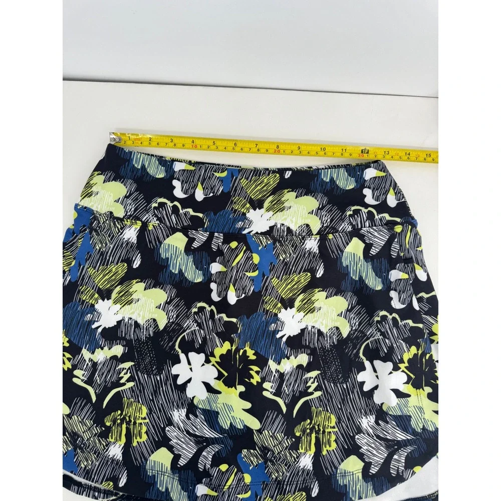 Marika Womens Athletic Skort Navy Blue Lime Green Floral Tennis Golf Mini Sz M‎